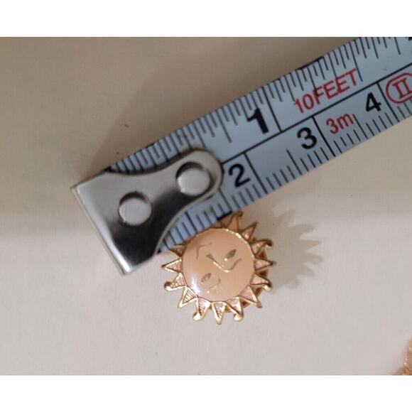 Vintage New Lawrence Bentley Double Tac Pin Brooch Hat Pin Set Gold Sun Enamel - Picture 10 of 13